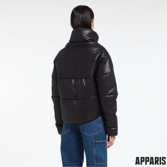 APPARIS **NWT** Jemma Vegan Leather Puffer Jacket in Black Noir - Picture 13 of 13